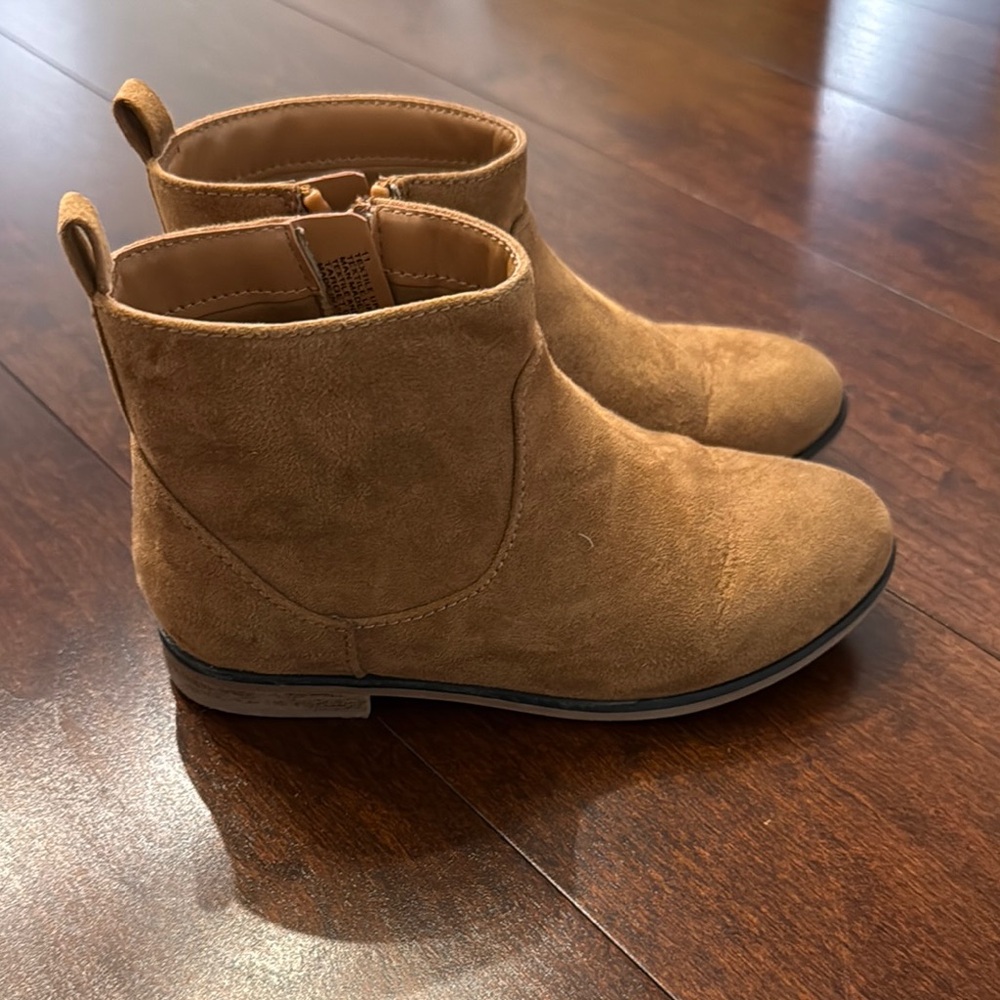 Kids Tan Suede Ankle Boots